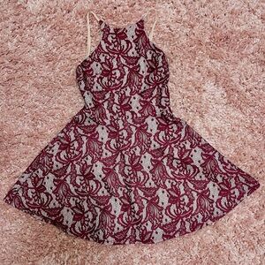 Burgundy Mini Backless Dress